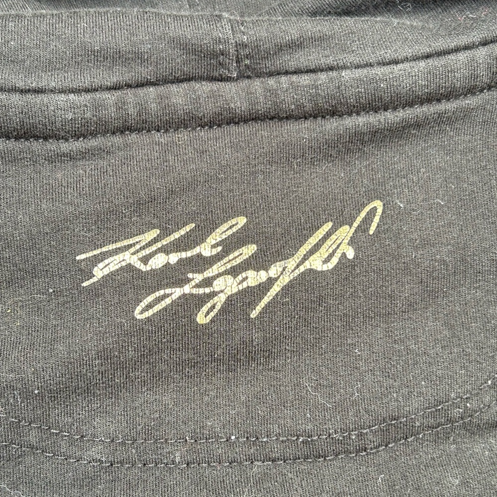 Karl Lagerfeld Paris Choupette Cat Gold Glitter Black Hoodie Sweatshirt Size M - Picture 6 of 16